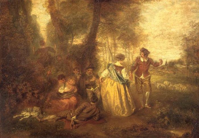 Jean-Antoine Watteau Le Plaisir pastoral oil painting picture